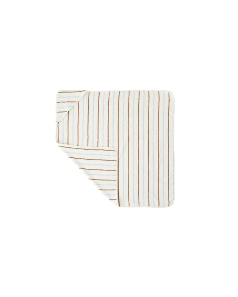 OYOY Mini Kapuzenhandtuch Raita aus Bio-Baumwollfrottee, Karamell / Eisblau, 100 × 100 cm, Ansicht 1