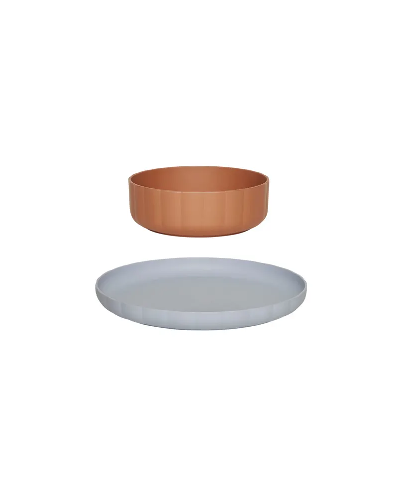 Kindergeschirr-Set Pullo aus PLA mit Teller und Schale, Taupe / Vanille