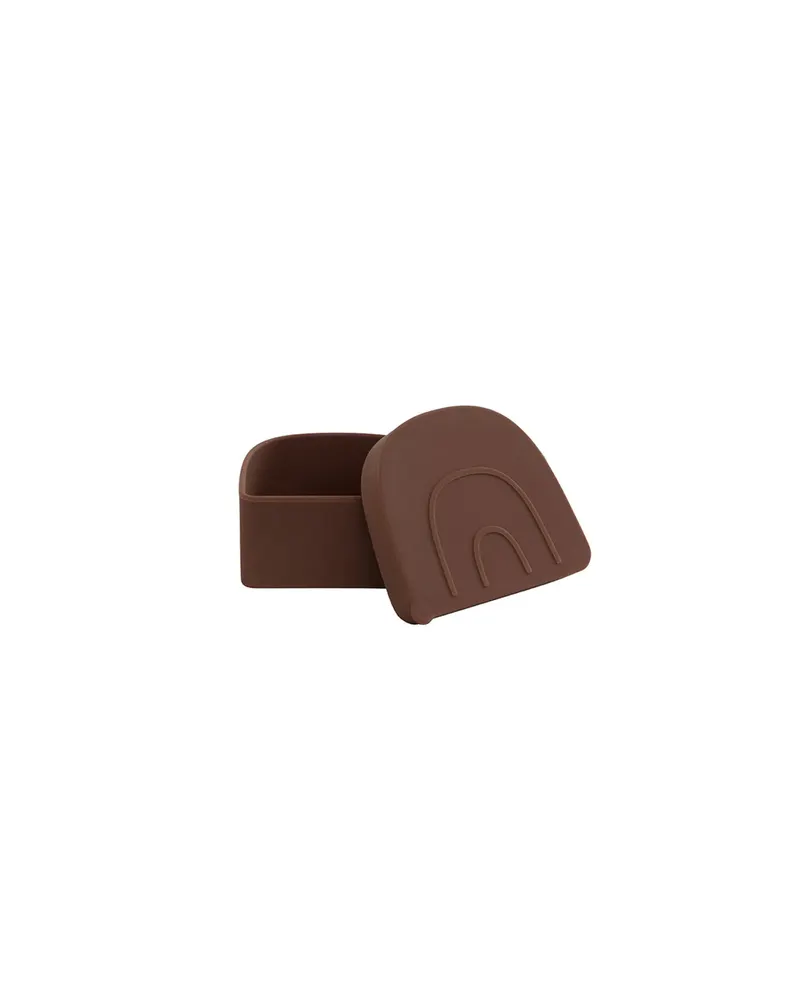 Kinderschale mit Regenbogenmotiv aus Silikon und Deckel, Caramel