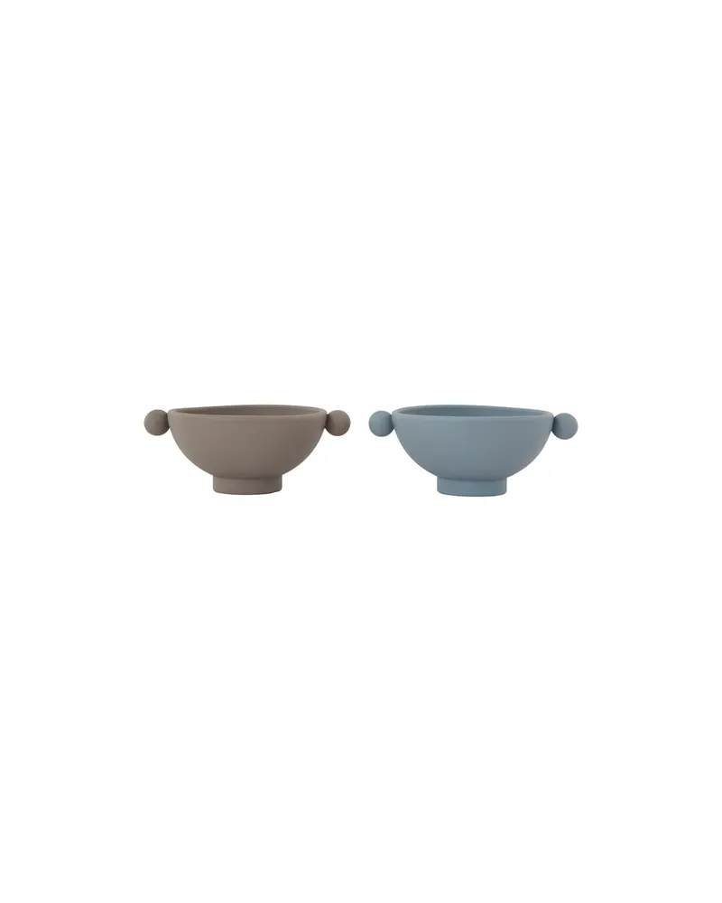 Kinderschalen Tiny Inka aus Silikon im 2er-Set, Dusty Blue und Clay