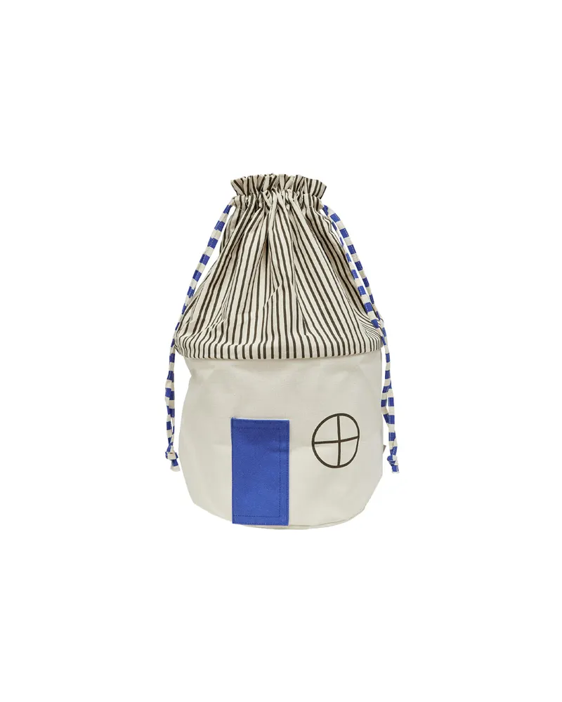Koya Aufbewahrungskorb aus Baumwolle mit Tür, Optikblau