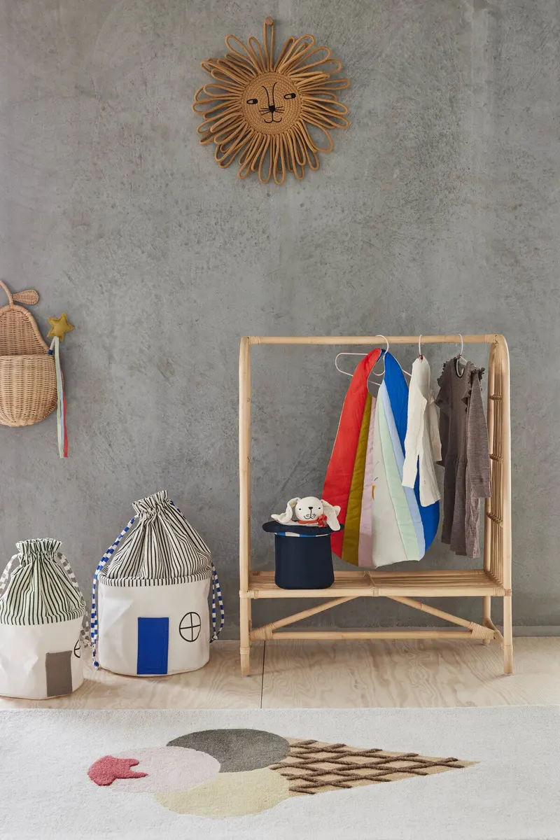 OYOY Mini Koya Aufbewahrungskorb aus Baumwolle mit Tür, Optikblau, Ansicht 3