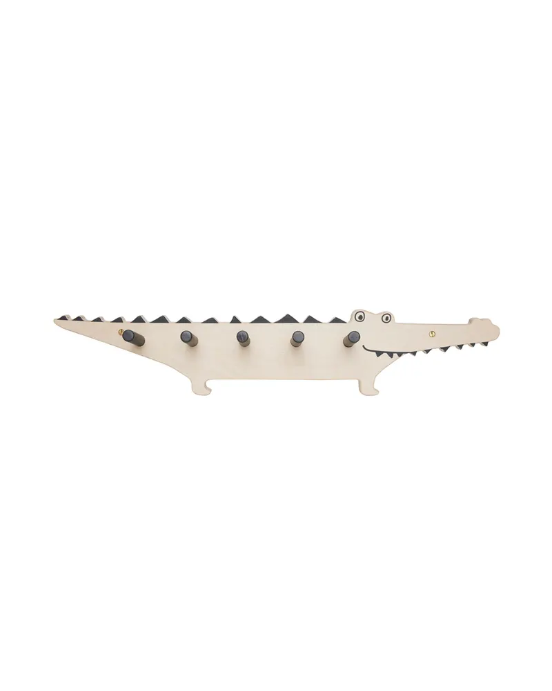 Krokodil-Garderobe aus Birkenfurniersperrholz, OYOY Mini, Natur, 60 × 7,5 × 12 cm (L × B × H), Ansicht 1