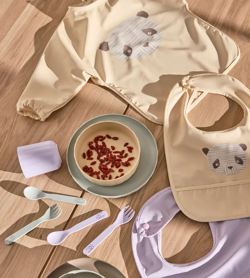 Lätzchen mit Ärmeln Lun Lun Panda von OYOY Mini aus Polyester, Butter, Ansicht 3