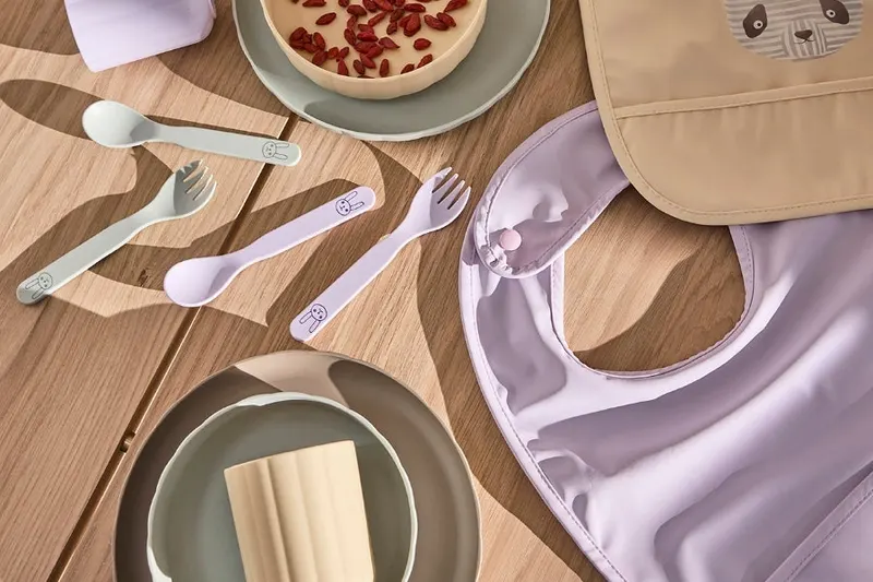 Lätzchen-Set Lun Lun Panda von OYOY Mini aus Polyester, Vanille, Lavendel, Ansicht 3