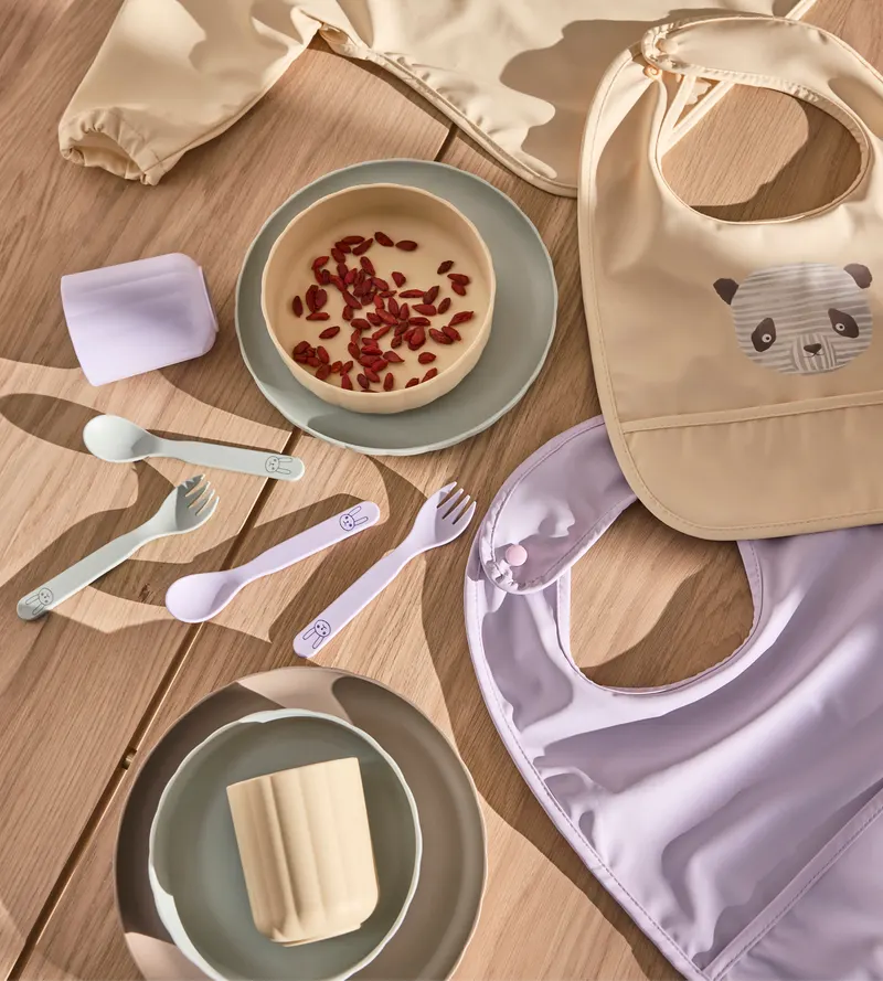 Lätzchen-Set Lun Lun Panda von OYOY Mini aus Polyester, Vanille, Lavendel, Ansicht 4