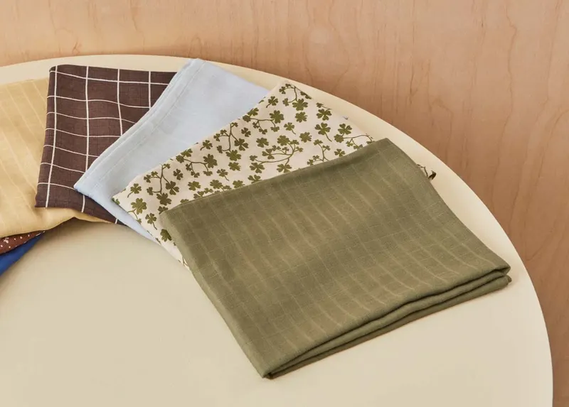 Mulltuch-Set Iro aus Bio-Baumwolle, 2-teilig, OYOY Mini, Olive, 70 × 70 cm, Ansicht 4