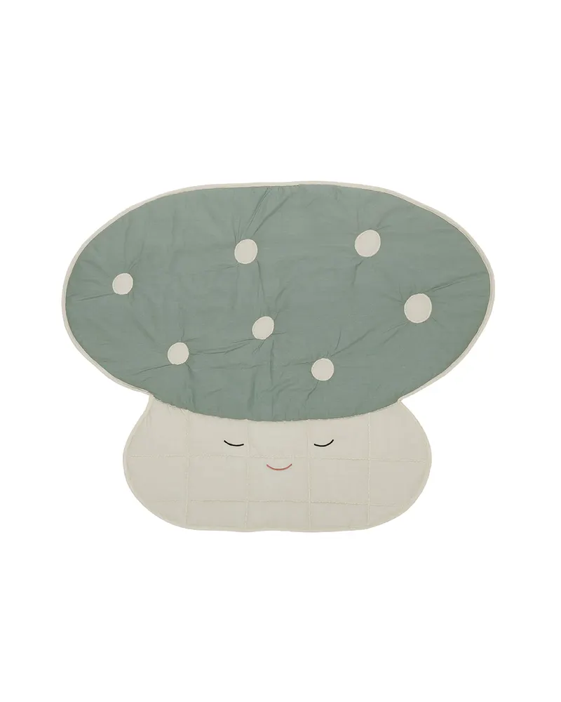 Mushroom Steppdecke mit gesticktem Pilzmotiv, Rot, Off-White