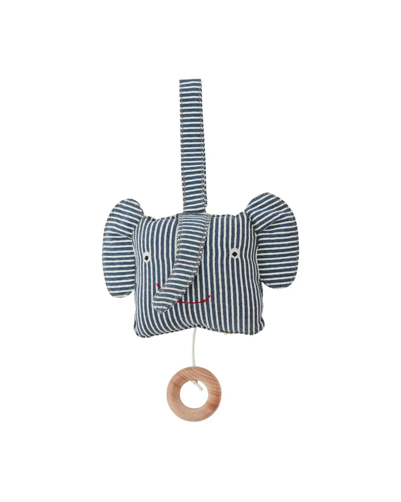 Musik-Mobile Erik Elephant aus Denim, Blau