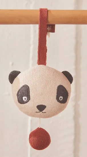 Panda Musikmobile aus Baumwollstrick mit Spieluhr, OYOY Mini, Cremeweiß / Schwarz, H 10,2 × L 13,2 × B 8 cm, Ansicht 4