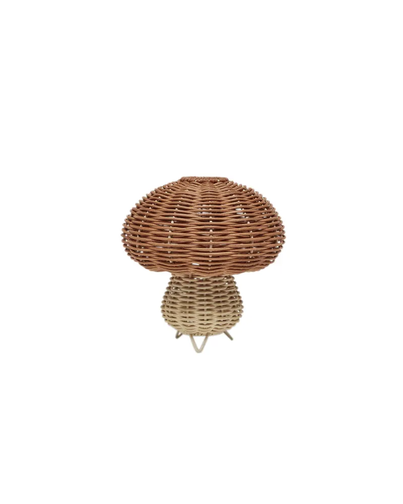 Pilzförmiges Nachtlicht aus Rattan und Metall, OYOY Mini, Natur, Ø 15 × Höhe 15 cm, Ansicht 1