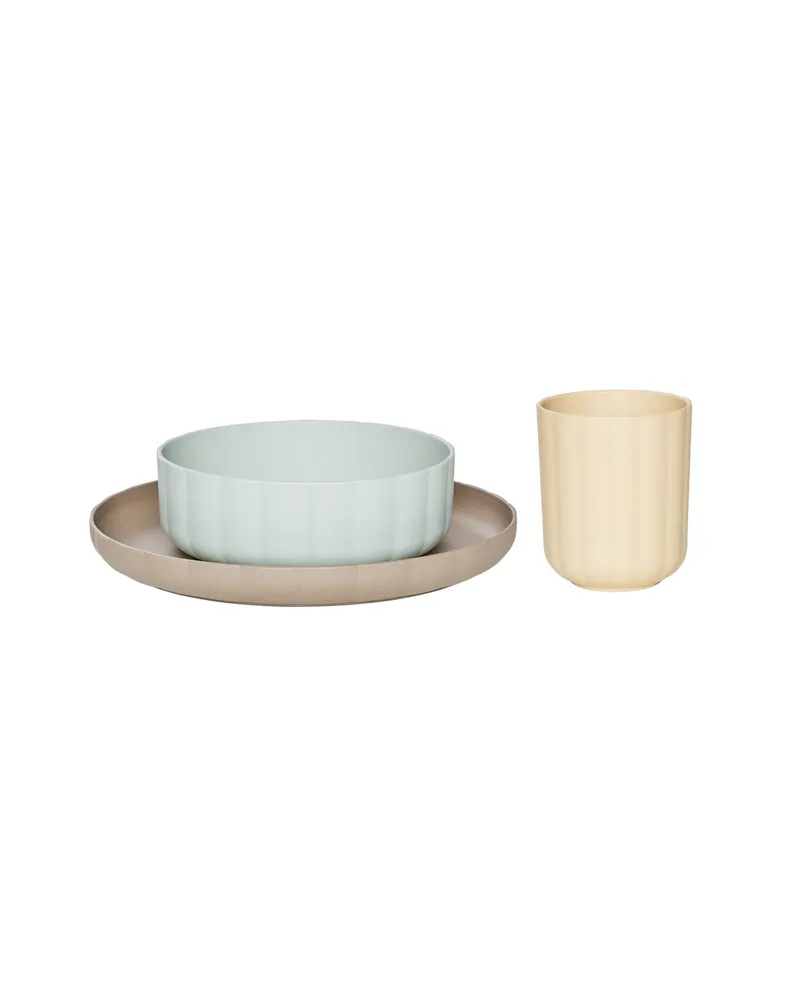 OYOY Mini Pullo Kindergeschirr-Set aus PLA, Blasses Mintgrün, Vanille und Taupe, Ansicht 1