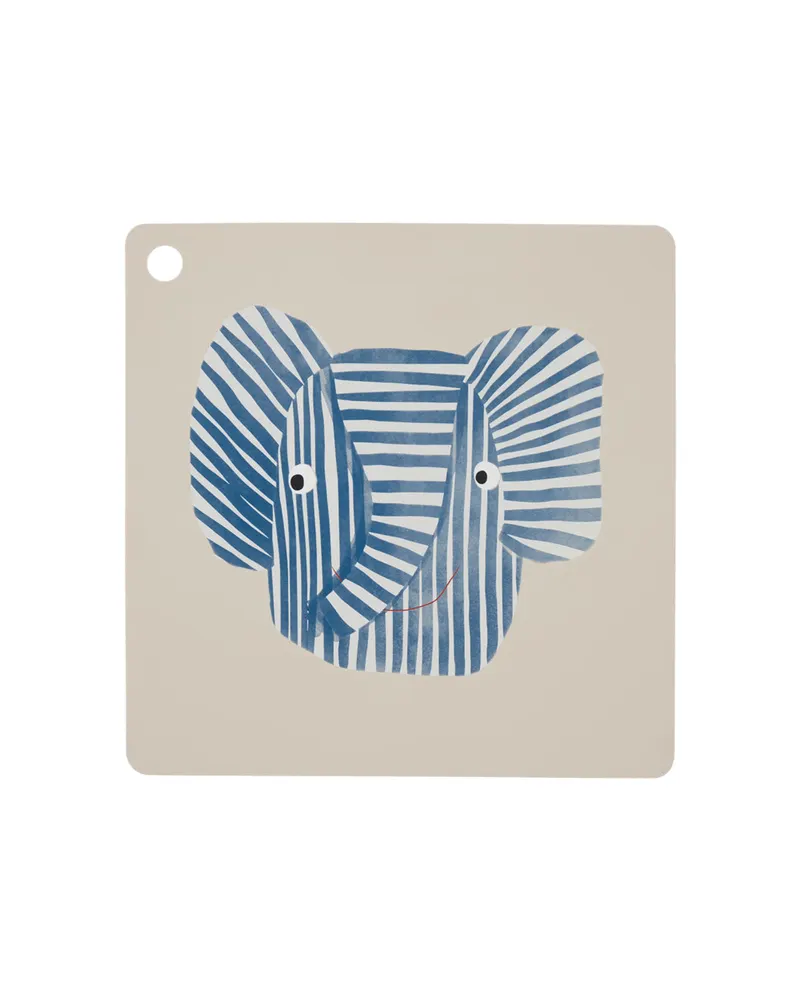 Silikon-Platzset Erik Elephant mit Elefantenmotiv, Blau