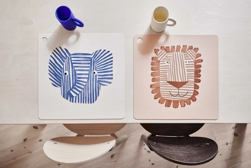 Silikon-Platzset Erik Elephant mit Elefantenmotiv, OYOY Mini, Blau, Ansicht 3
