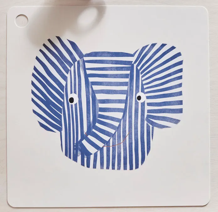 Silikon-Platzset Erik Elephant mit Elefantenmotiv, OYOY Mini, Blau, Ansicht 4