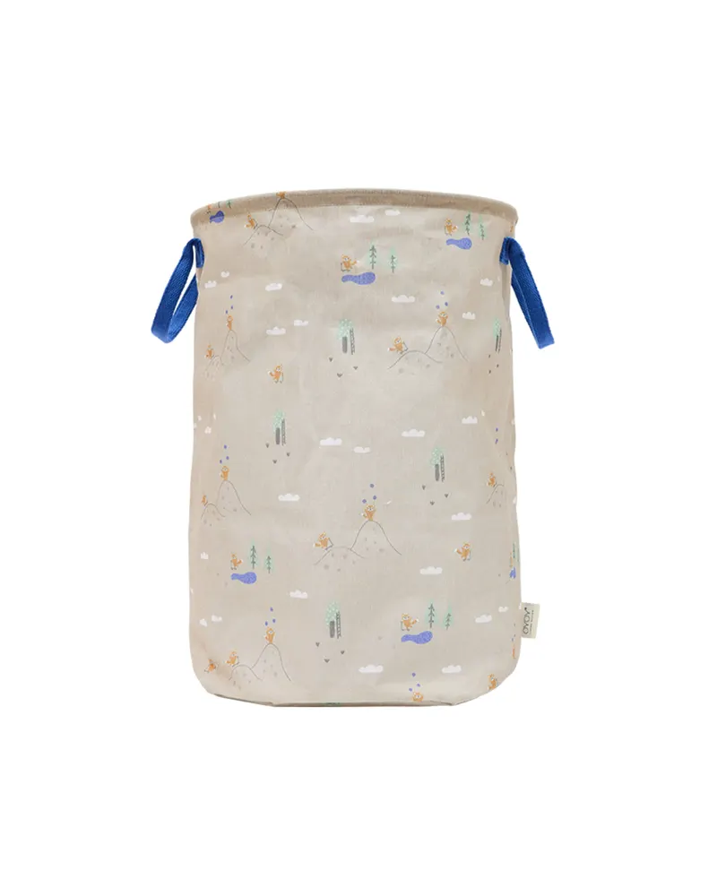 Wäsche- und Aufbewahrungskorb Foxy aus Textilmischgewebe, Beige, Blau