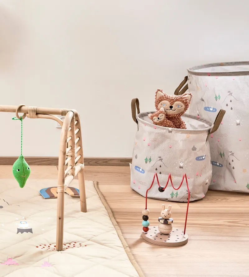 Wäschekorb Deer & Duck aus Textilmix, groß, OYOY Mini, Beige, Ansicht 3