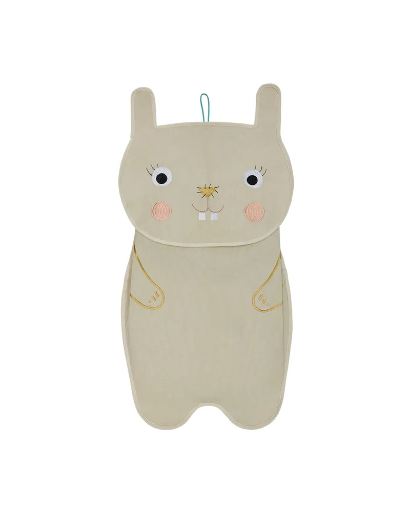 Wandorganizer Darling Rabbit mit Hasengesicht aus Textilmix, Clay (Ton)