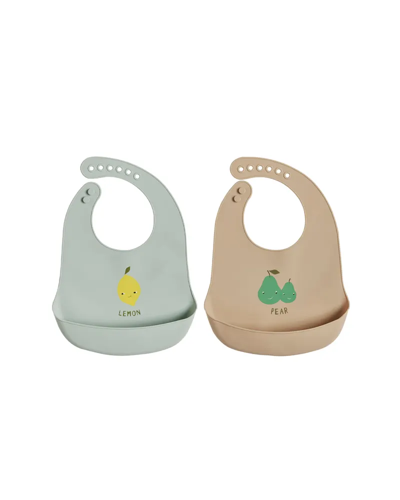 OYOY Mini Yummy Silikonlätzchen im 2er-Set, Mint / Camel, Ansicht 1