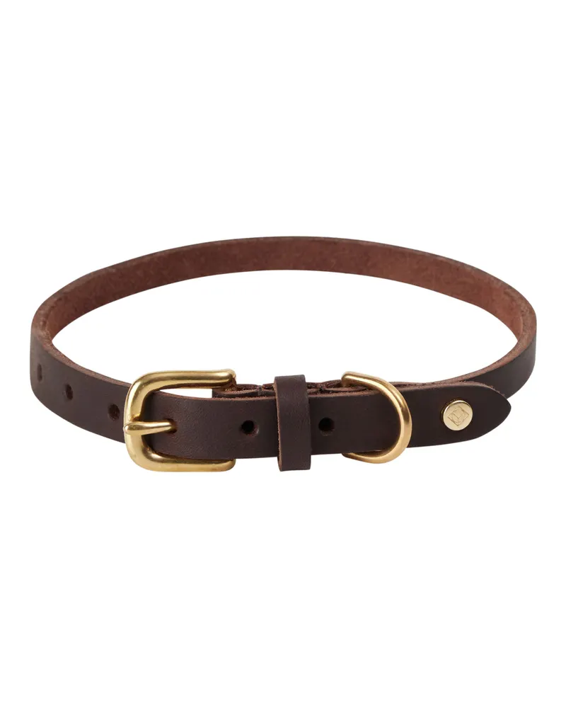 Hundehalsband Robin aus Leder mit Messingdetails, Schokoladenbraun