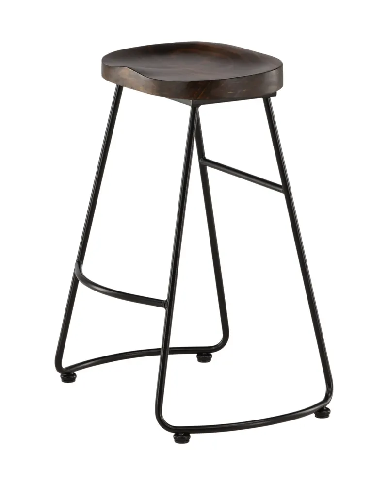 Ozark Barhocker mit Holzsitz und schwarzem Stahlgestell, Ansicht 7
