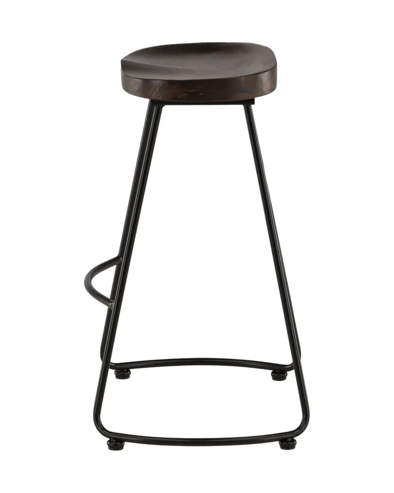 Ozark Barhocker mit Holzsitz und schwarzem Stahlgestell, Ansicht 8