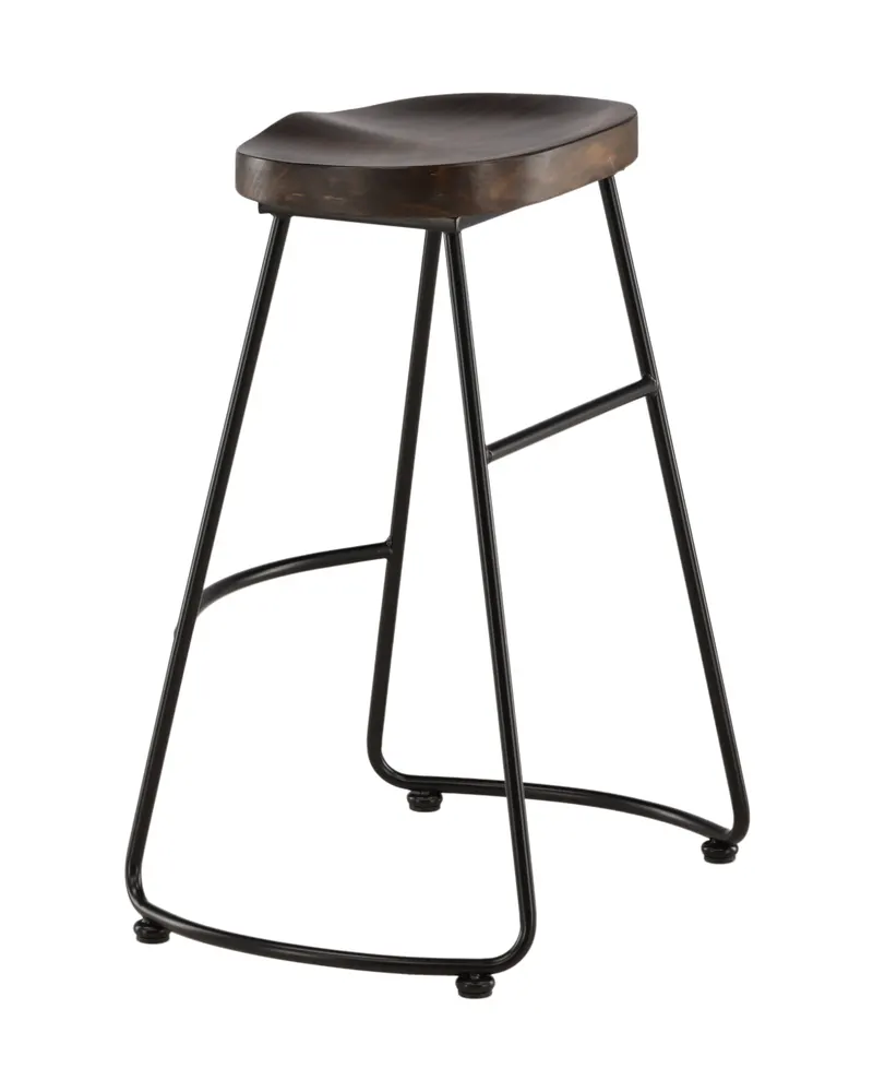 Ozark Barhocker mit Holzsitz und schwarzem Stahlgestell, Ansicht 9