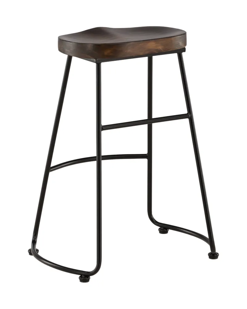 Ozark Barhocker mit Holzsitz und schwarzem Stahlgestell, Ansicht 10