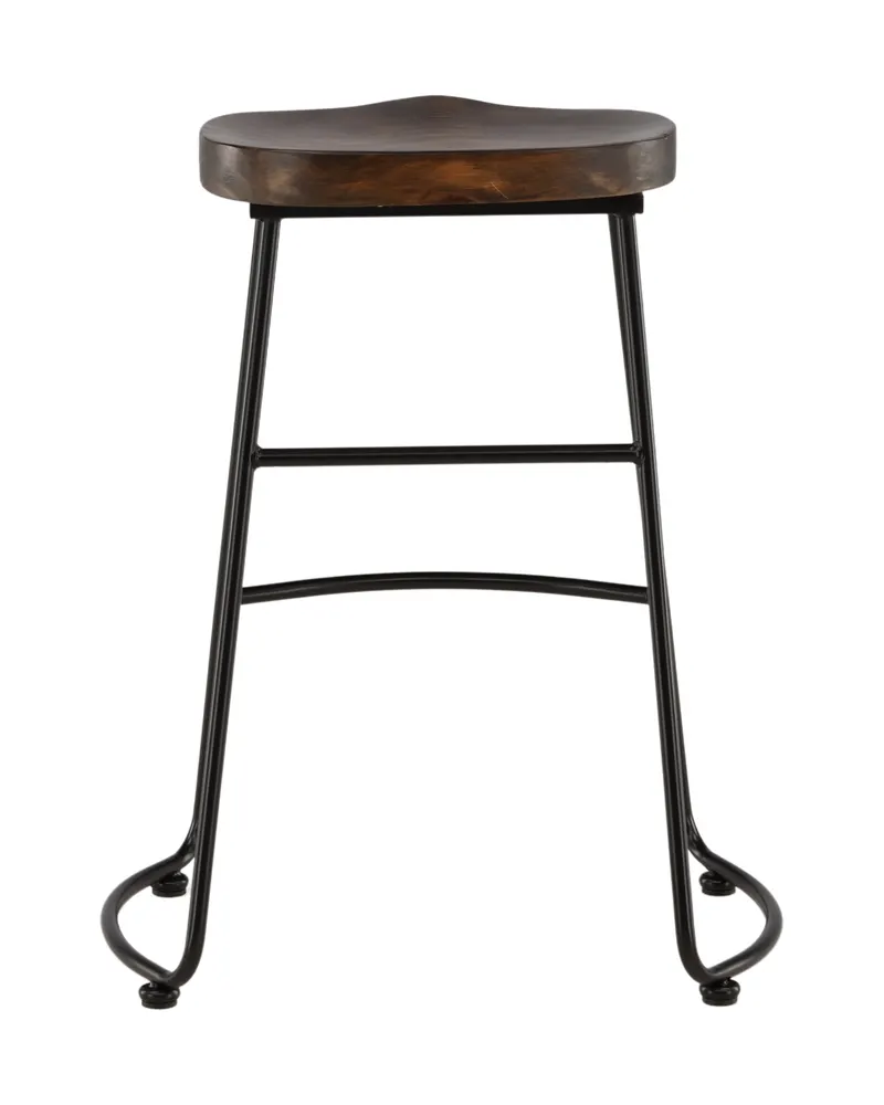 Ozark Barhocker mit Holzsitz und schwarzem Stahlgestell, Ansicht 11