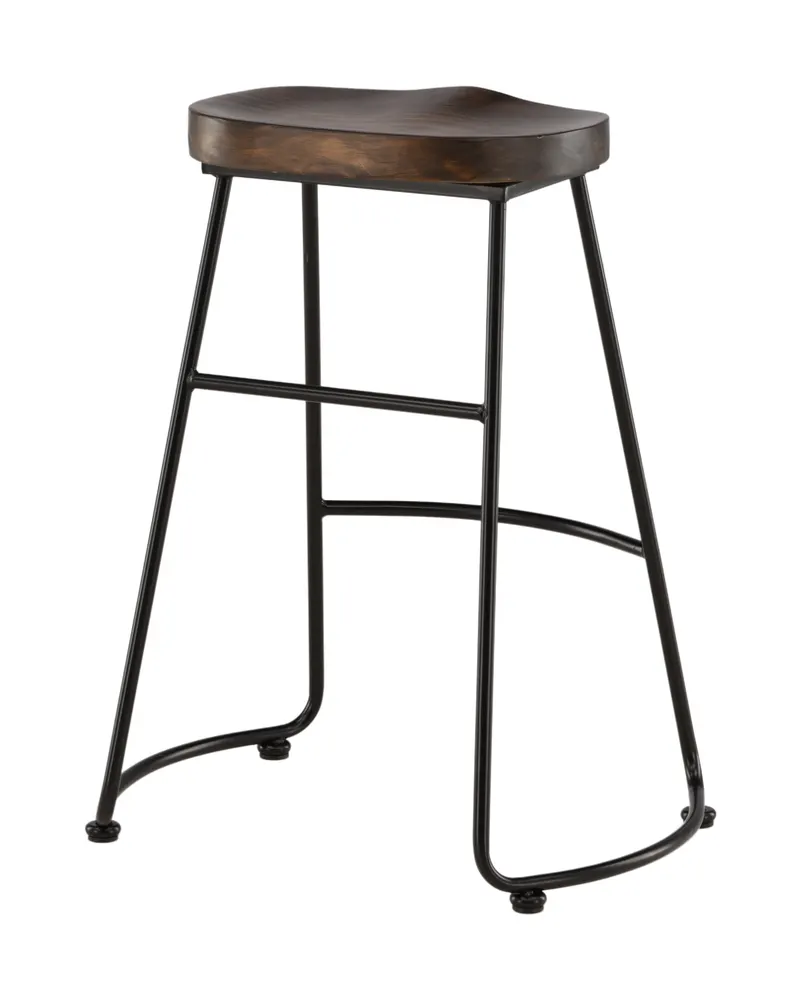 Ozark Barhocker mit Holzsitz und schwarzem Stahlgestell, Ansicht 12