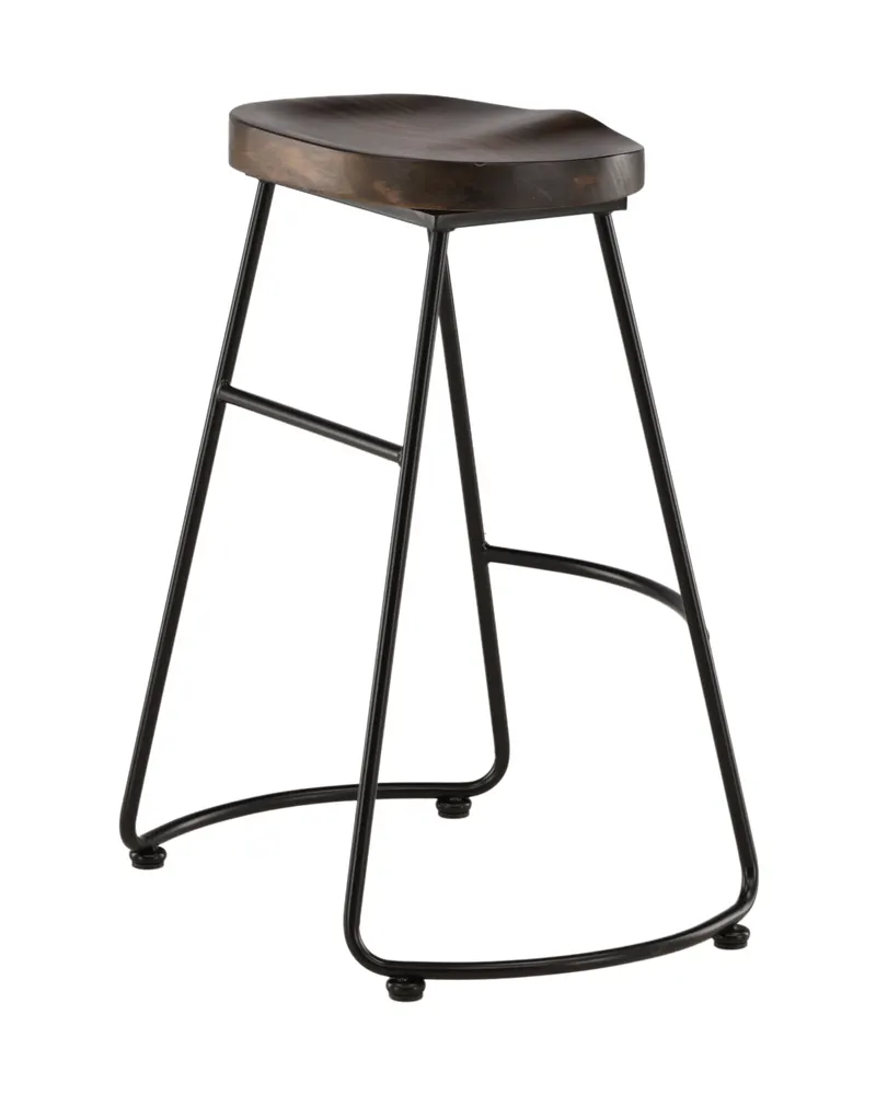 Ozark Barhocker mit Holzsitz und schwarzem Stahlgestell, Ansicht 13