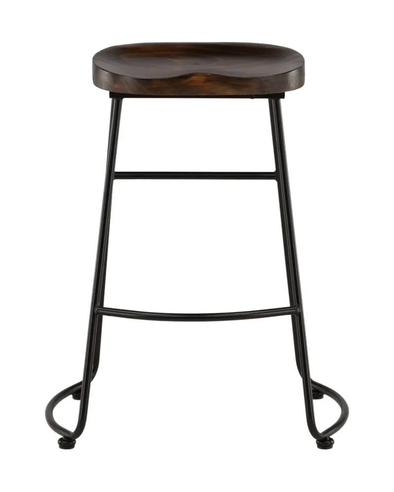 Ozark Barhocker mit Holzsitz und schwarzem Stahlgestell, Ansicht 3