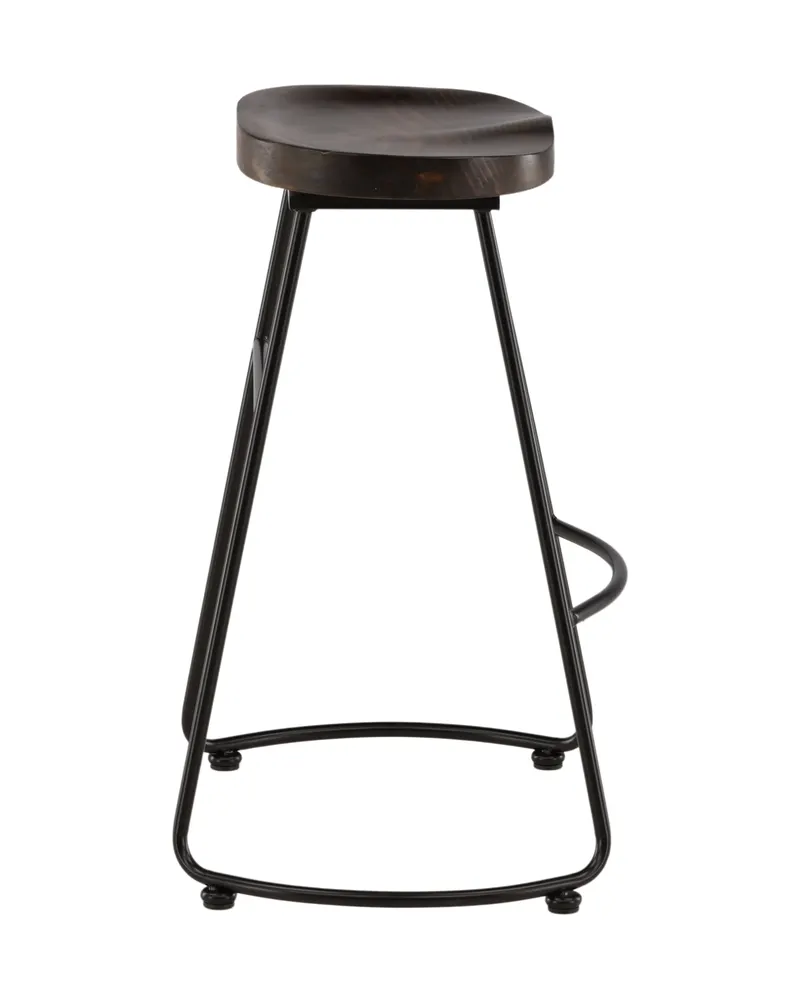 Ozark Barhocker mit Holzsitz und schwarzem Stahlgestell, Ansicht 4