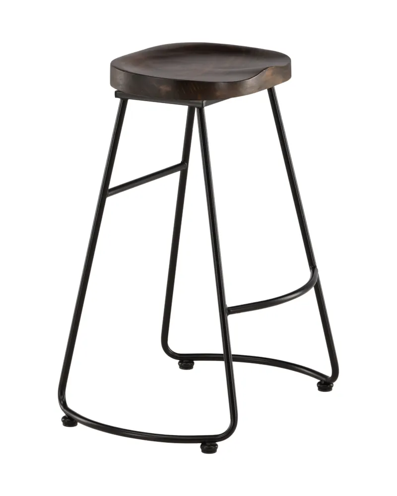 Ozark Barhocker mit Holzsitz und schwarzem Stahlgestell, Ansicht 5