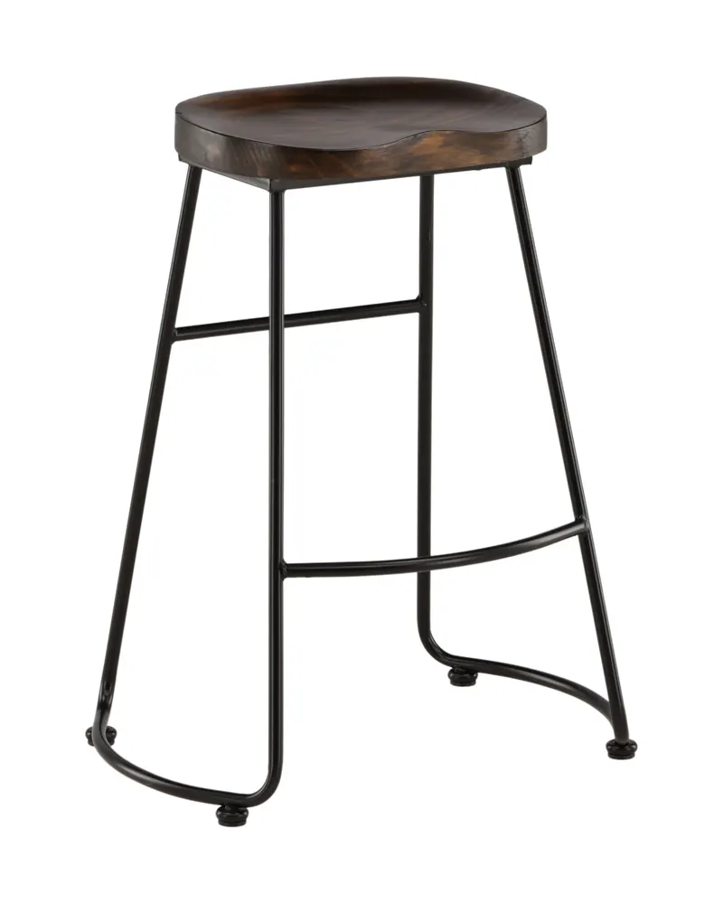 Ozark Barhocker mit Holzsitz und schwarzem Stahlgestell, Ansicht 6