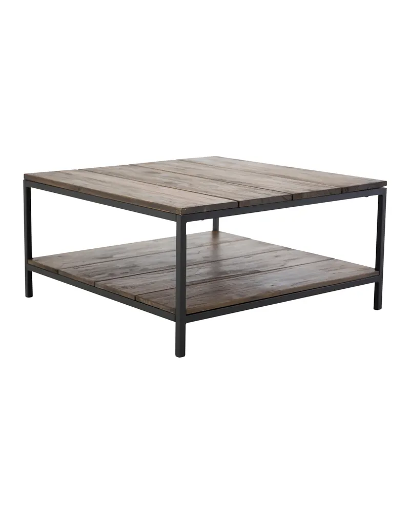 Padang quadratischer Couchtisch aus Teak mit Ablage