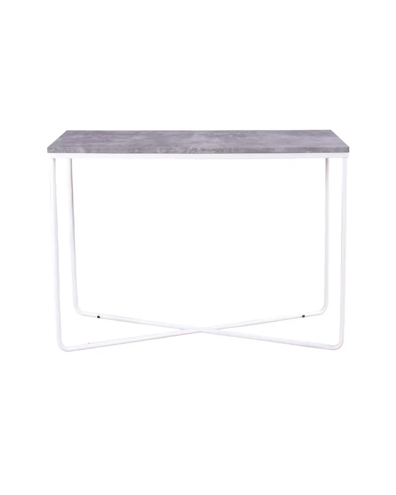 Palace Beistelltisch in Betonoptik, Konsole 110 × 30 cm mit X-Gestell, Grau, Gestell Weiß