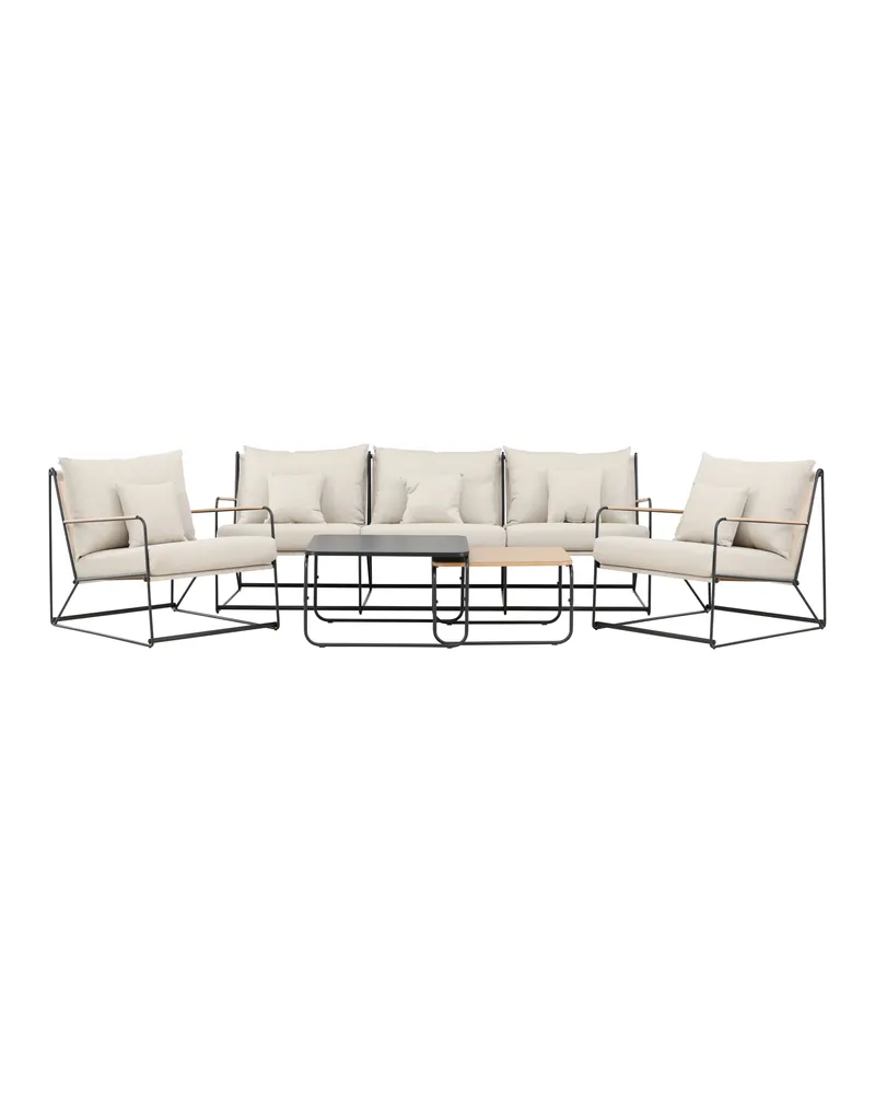 Palazzo Gartenlounge mit offenem Stahlgestell in Schwarz oder Beige, Beige / Natur, Gestell Beige