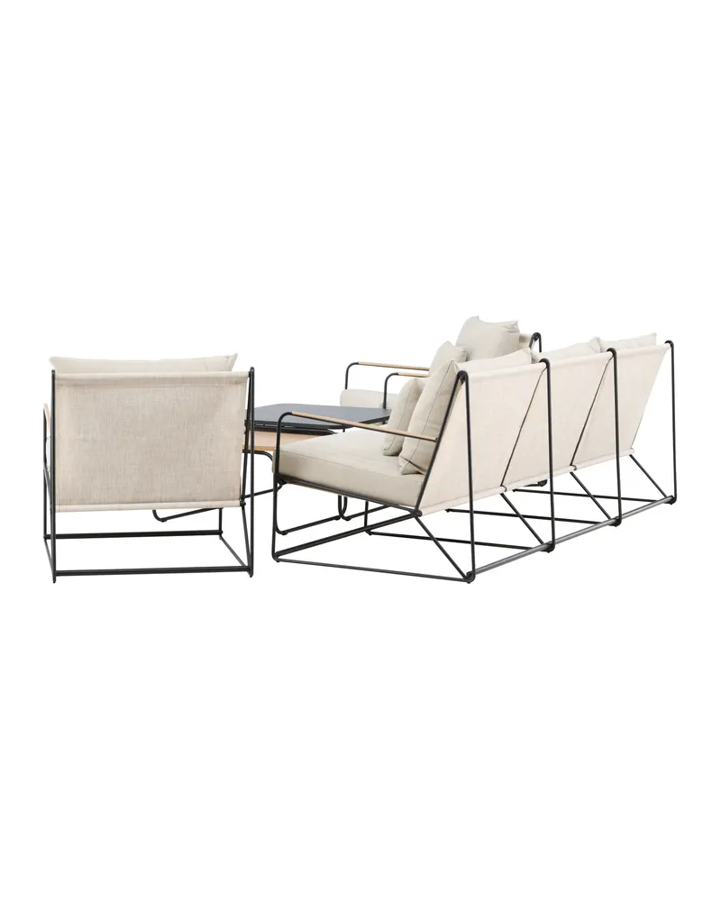 Palazzo Gartenlounge mit Sofa, zwei Sesseln und Tisch in Table:60 × 60 × 36Chair:84 × 70,7 × 74Sofa:84 × 209,5 × 74 cm, Schwarz, Polyester, Ansicht 8