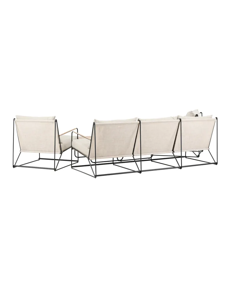 Palazzo Gartenlounge mit Sofa, zwei Sesseln und Tisch in Table:60 × 60 × 36Chair:84 × 70,7 × 74Sofa:84 × 209,5 × 74 cm, Schwarz, Polyester, Ansicht 9