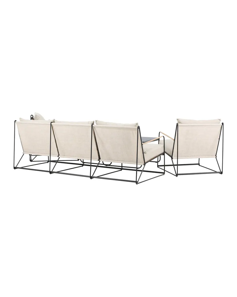 Palazzo Gartenlounge mit Sofa, zwei Sesseln und Tisch in Table:60 × 60 × 36Chair:84 × 70,7 × 74Sofa:84 × 209,5 × 74 cm, Schwarz, Polyester, Ansicht 10