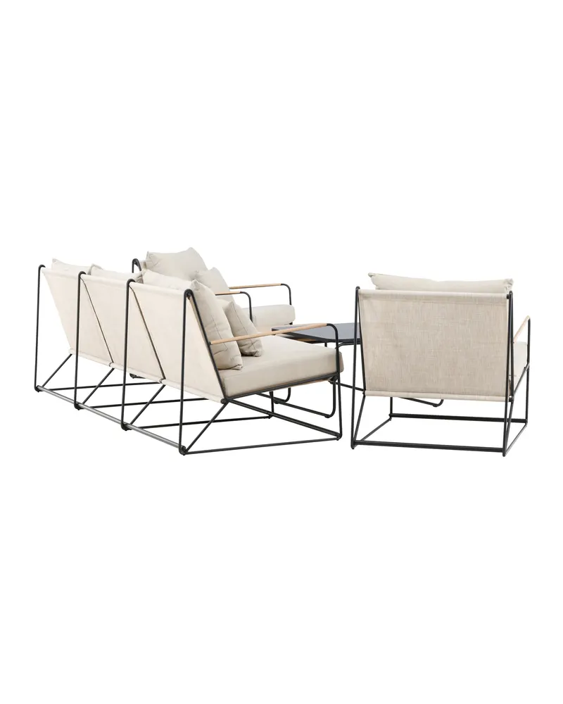 Palazzo Gartenlounge mit Sofa, zwei Sesseln und Tisch in Table:60 × 60 × 36Chair:84 × 70,7 × 74Sofa:84 × 209,5 × 74 cm, Schwarz, Polyester, Ansicht 11