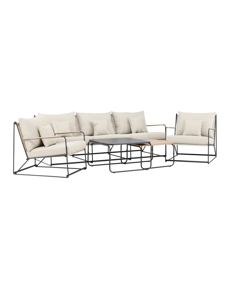 Palazzo Gartenlounge mit Sofa, zwei Sesseln und Tisch in Table:60 × 60 × 36Chair:84 × 70,7 × 74Sofa:84 × 209,5 × 74 cm, Schwarz, Polyester, Ansicht 12