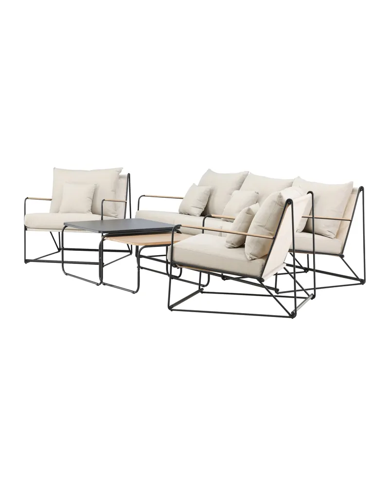 Palazzo Gartenlounge mit Sofa, zwei Sesseln und Tisch in Table:60 × 60 × 36Chair:84 × 70,7 × 74Sofa:84 × 209,5 × 74 cm, Schwarz, Polyester, Ansicht 6