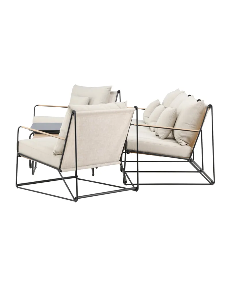 Palazzo Gartenlounge mit Sofa, zwei Sesseln und Tisch in Table:60 × 60 × 36Chair:84 × 70,7 × 74Sofa:84 × 209,5 × 74 cm, Schwarz, Polyester, Ansicht 7