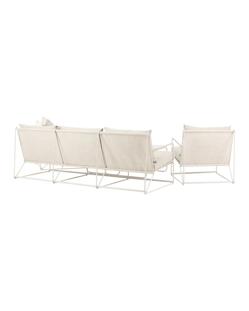 Palazzo Gartenlounge mit Sofa, zwei Sesseln und Tisch in Table:60 × 60 × 36Chair:84 × 70,7 × 74Sofa:84 × 209,5 × 74 cm, Beige, Polyester, Ansicht 10
