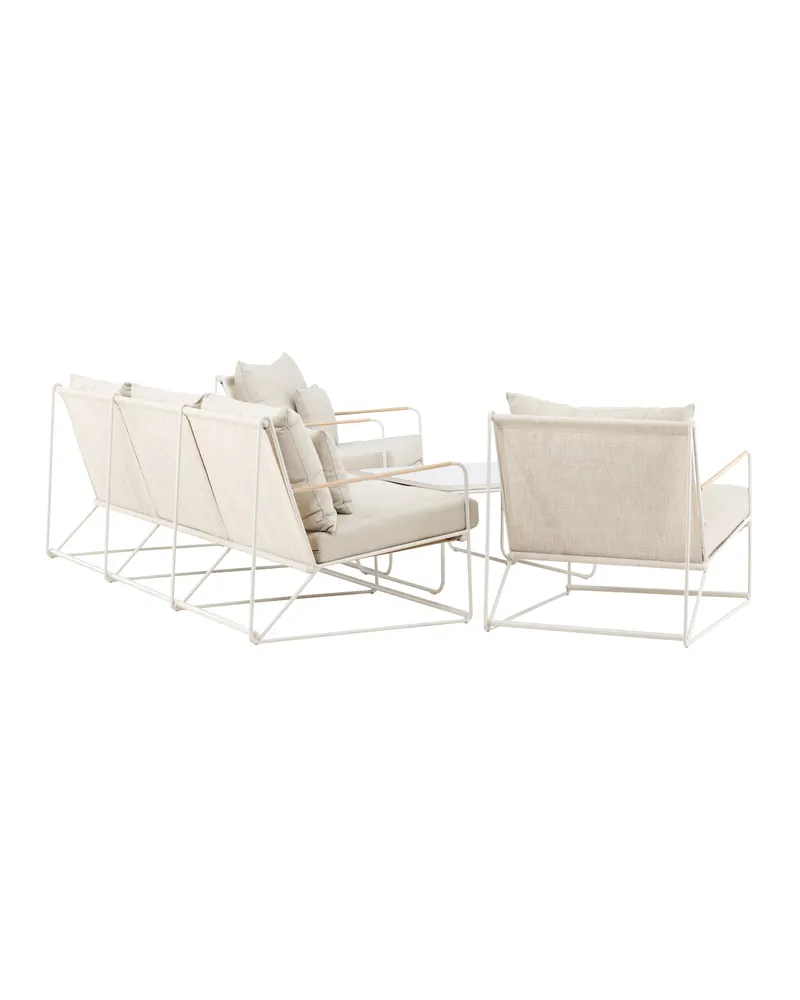 Palazzo Gartenlounge mit Sofa, zwei Sesseln und Tisch in Table:60 × 60 × 36Chair:84 × 70,7 × 74Sofa:84 × 209,5 × 74 cm, Beige, Polyester, Ansicht 11