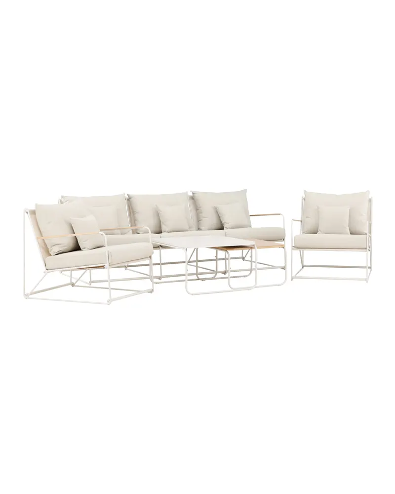 Palazzo Gartenlounge mit Sofa, zwei Sesseln und Tisch in Table:60 × 60 × 36Chair:84 × 70,7 × 74Sofa:84 × 209,5 × 74 cm, Beige, Polyester, Ansicht 12