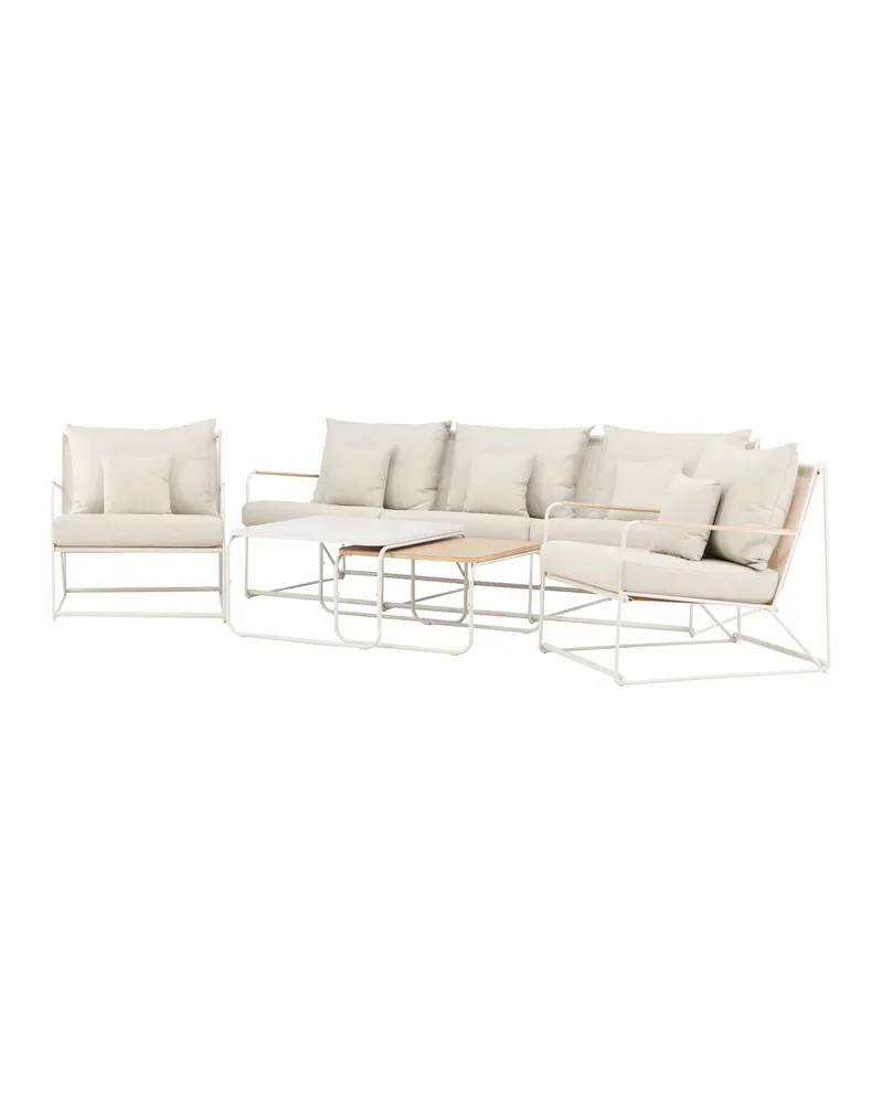 Palazzo Gartenlounge mit Sofa, zwei Sesseln und Tisch in Table:60 × 60 × 36Chair:84 × 70,7 × 74Sofa:84 × 209,5 × 74 cm, Beige, Polyester, Ansicht 3