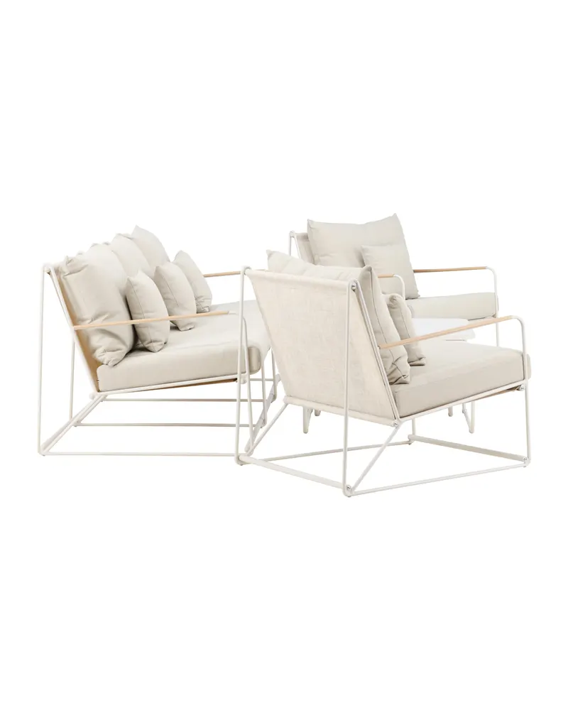 Palazzo Gartenlounge mit Sofa, zwei Sesseln und Tisch in Table:60 × 60 × 36Chair:84 × 70,7 × 74Sofa:84 × 209,5 × 74 cm, Beige, Polyester, Ansicht 4